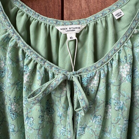 NWT Max Studio London Mint Green Bubble Sleeve Tiered Maxi Dress - Women's XL - Picture 3 of 16